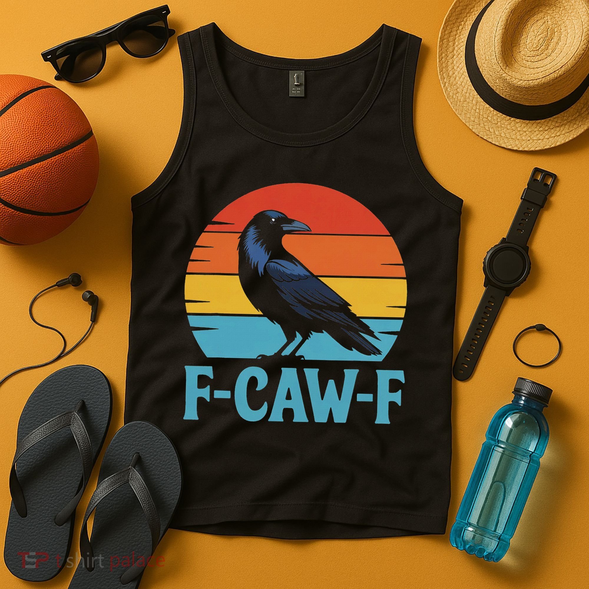 Retro F Caw F Black Bird Crow Funny Crow Lover Tank Top