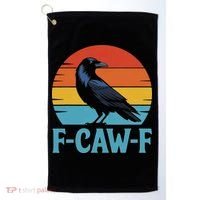 Retro F Caw F Black Bird Crow Funny Crow Lover Golf Towel thumb 0