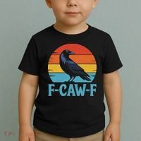 Retro F Caw F Black Bird Crow Funny Crow Lover Toddler T-Shirt thumb 2