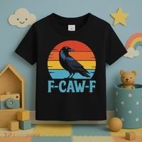 Retro F Caw F Black Bird Crow Funny Crow Lover Toddler T-Shirt thumb 3