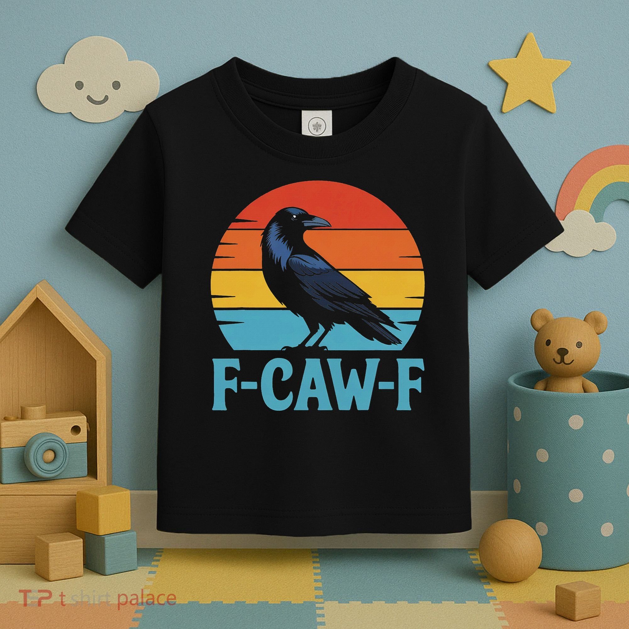 Retro F Caw F Black Bird Crow Funny Crow Lover Toddler T-Shirt
