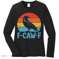 Retro F Caw F Black Bird Crow Funny Crow Lover Women's Long Sleeve Shirt thumb 0