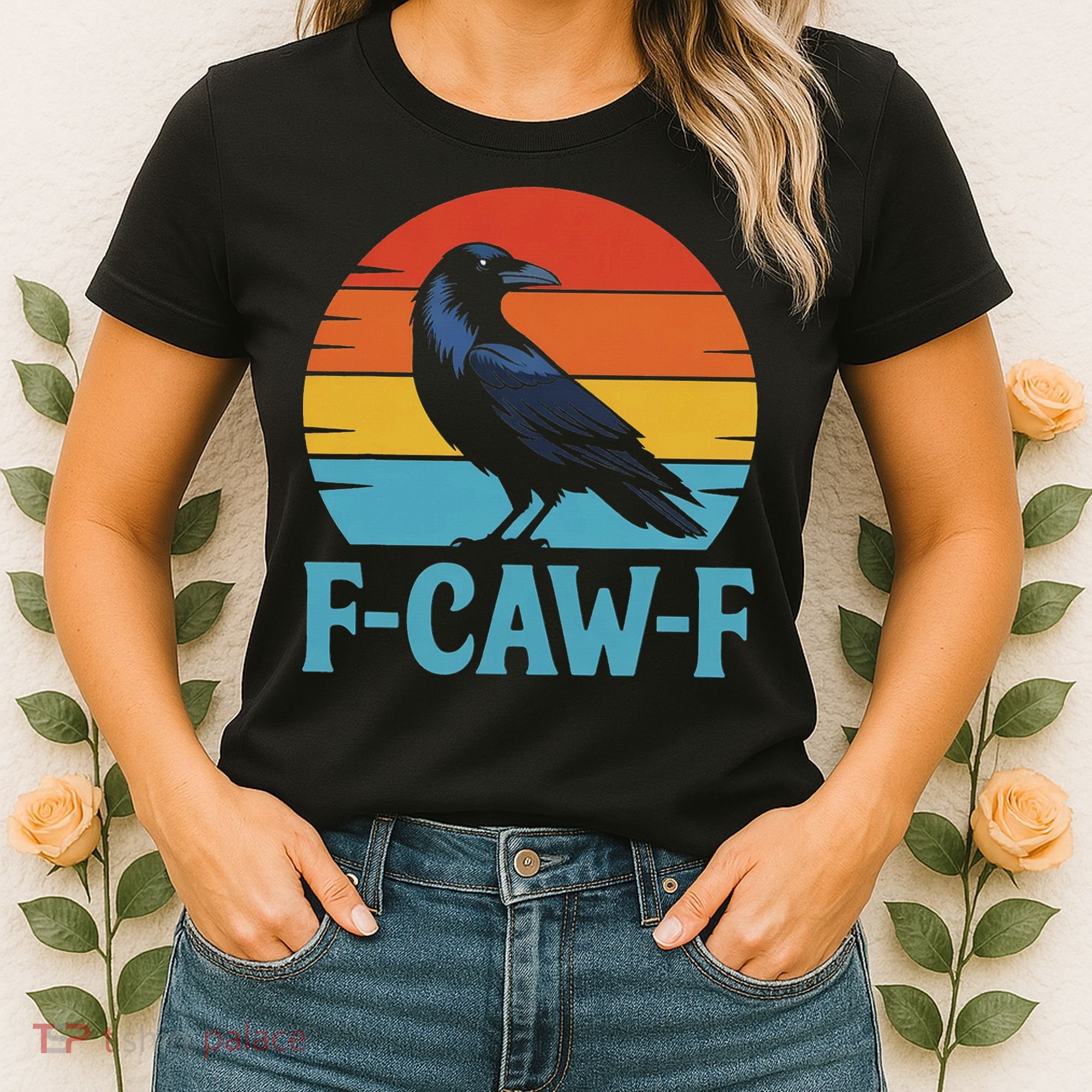Retro F Caw F Black Bird Crow Funny Crow Lover Women's T-Shirt