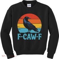 Retro F Caw F Black Bird Crow Funny Crow Lover Kids Sweatshirt thumb 0
