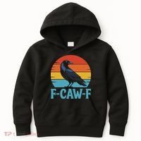 Retro F Caw F Black Bird Crow Funny Crow Lover Kids Hoodie thumb 0