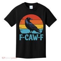 Retro F Caw F Black Bird Crow Funny Crow Lover Kids T-Shirt thumb 0