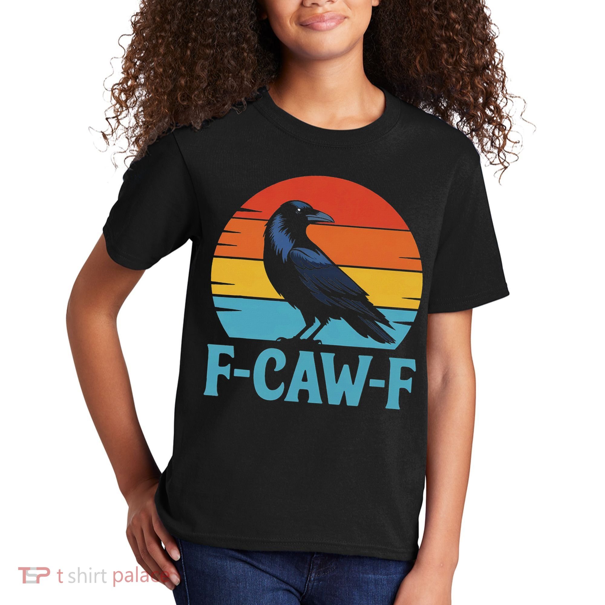 Retro F Caw F Black Bird Crow Funny Crow Lover Kids T-Shirt