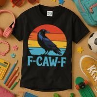 Retro F Caw F Black Bird Crow Funny Crow Lover Kids T-Shirt thumb 3