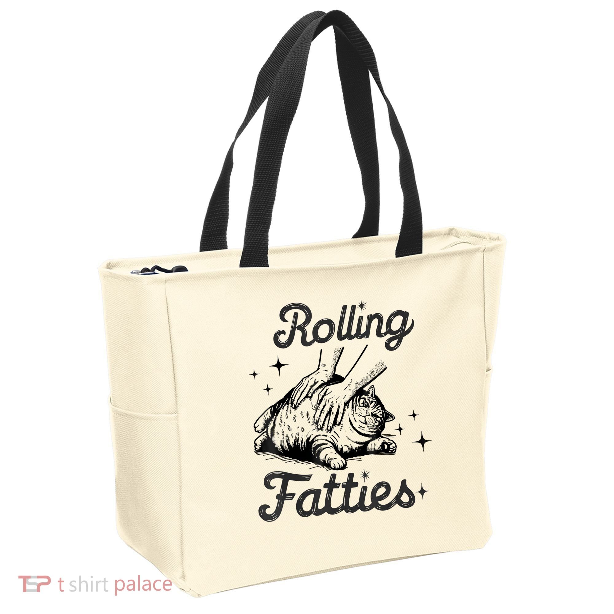 Rolling Fatties Cat Funny Cute Cat Lover Kitten Owner Kitty Tote Bag