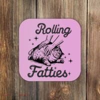 Rolling Fatties Cat Funny Cute Cat Lover Kitten Owner Kitty Coaster thumb 0