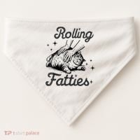 Rolling Fatties Cat Funny Cute Cat Lover Kitten Owner Kitty USA-Made Doggie Bandana thumb 0