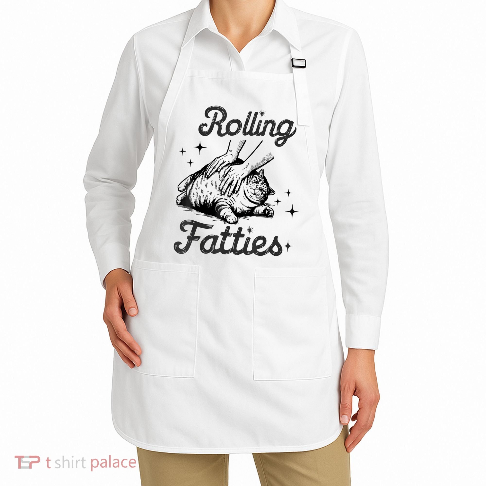 Rolling Fatties Cat Funny Cute Cat Lover Kitten Owner Kitty Apron