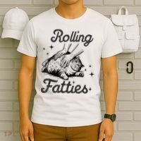 Rolling Fatties Cat Funny Cute Cat Lover Kitten Owner Kitty T-Shirt thumb 6