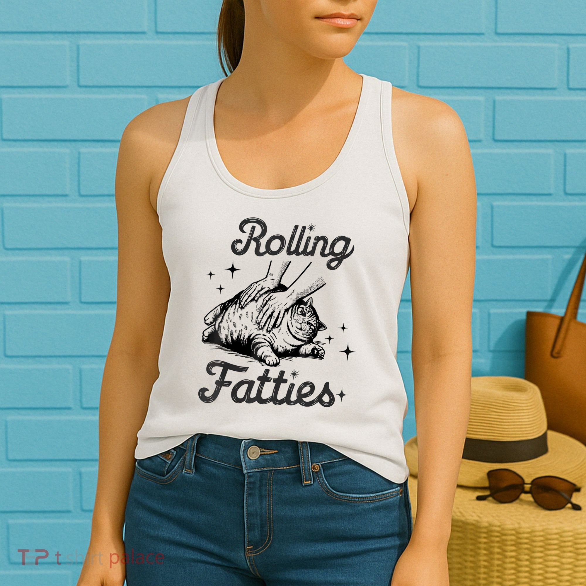 Rolling Fatties Cat Funny Cute Cat Lover Kitten Owner Kitty Women's Tank Top