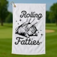 Rolling Fatties Cat Funny Cute Cat Lover Kitten Owner Kitty Golf Towel thumb 1