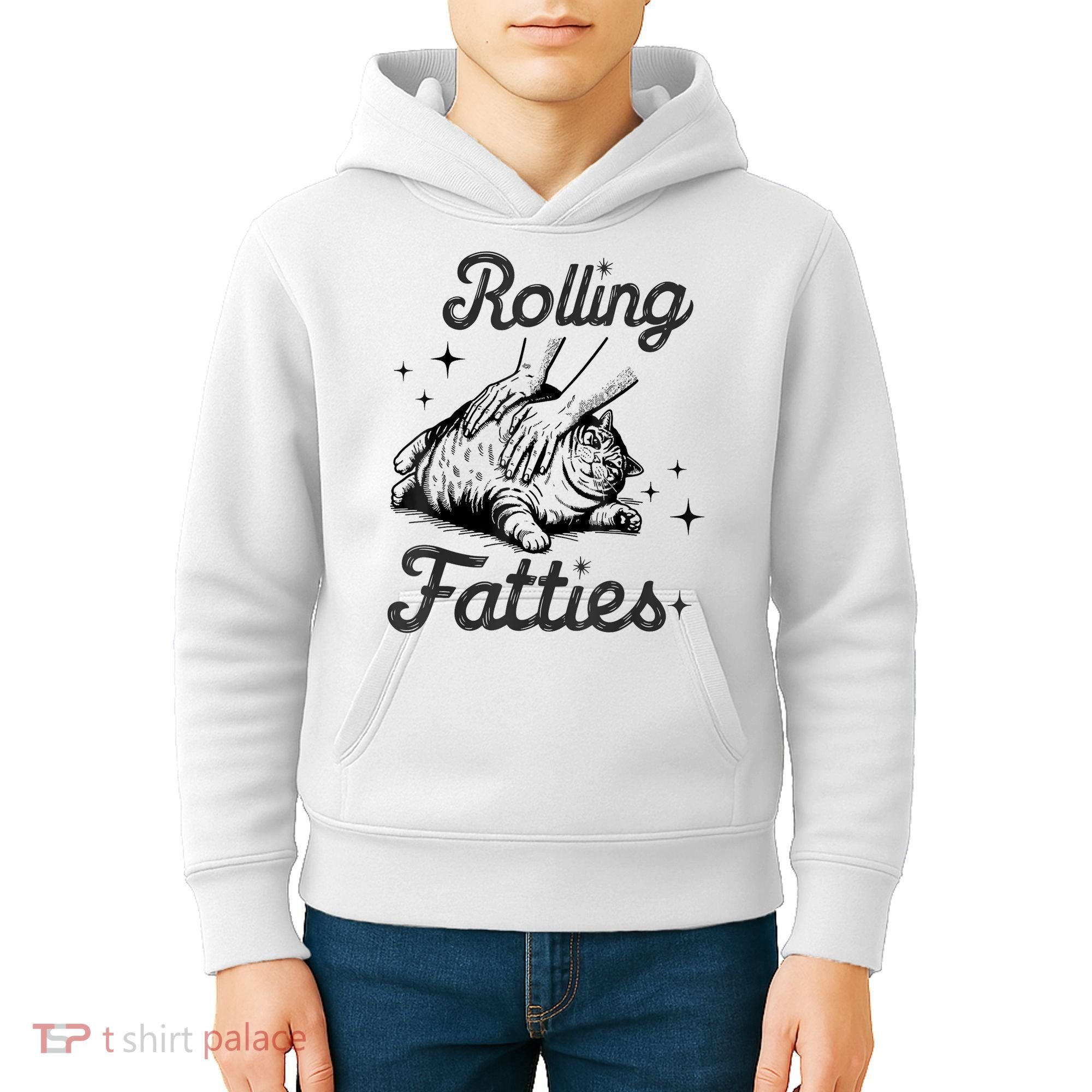 Rolling Fatties Cat Funny Cute Cat Lover Kitten Owner Kitty Kids Hoodie