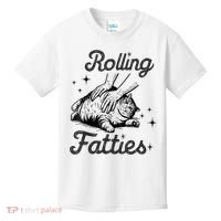 Rolling Fatties Cat Funny Cute Cat Lover Kitten Owner Kitty Kids T-Shirt thumb 0