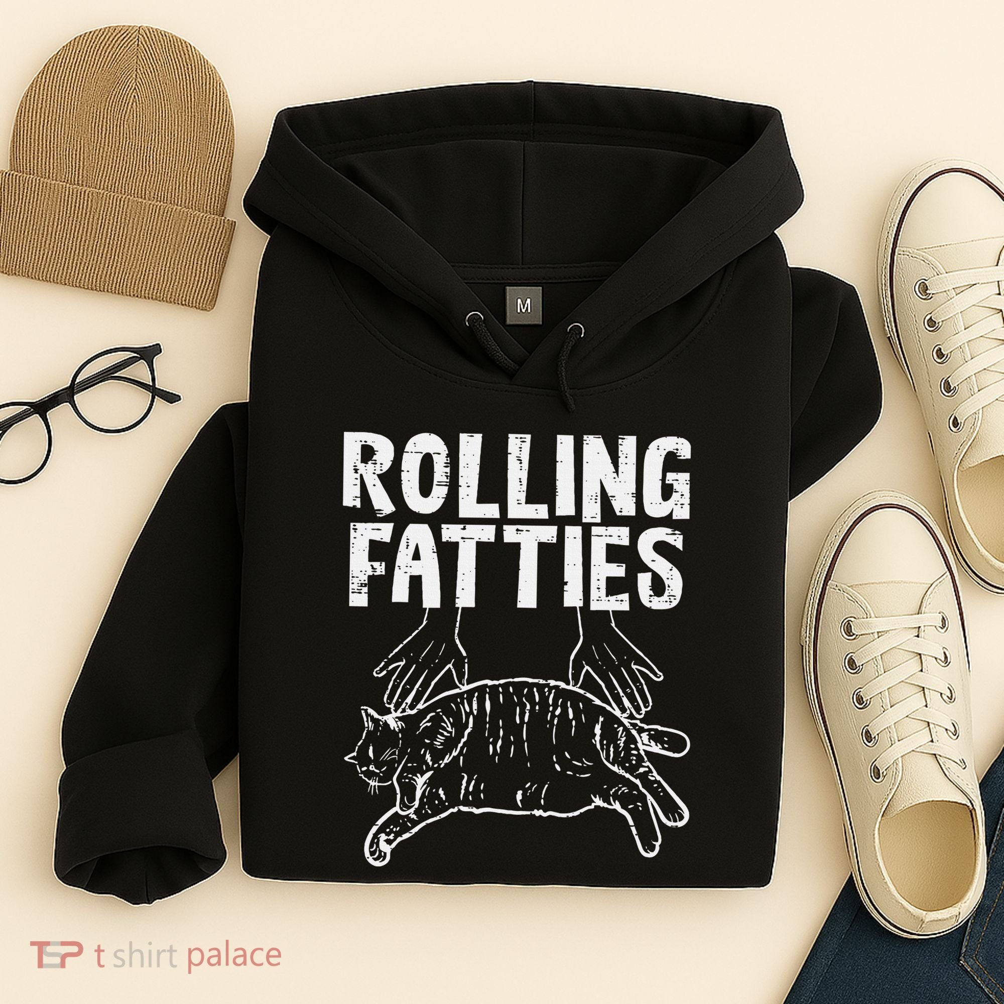 Rolling Fatties Cat Funny Fat Kitten Hoodie