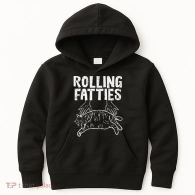 Rolling Fatties Cat Funny Fat Kitten Kids Hoodie