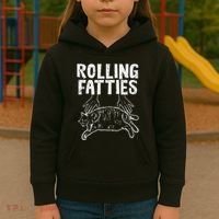 Rolling Fatties Cat Funny Fat Kitten Kids Hoodie thumb 3