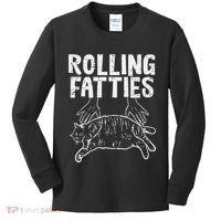 Rolling Fatties Cat Funny Fat Kitten Kids Long Sleeve Shirt thumb 0
