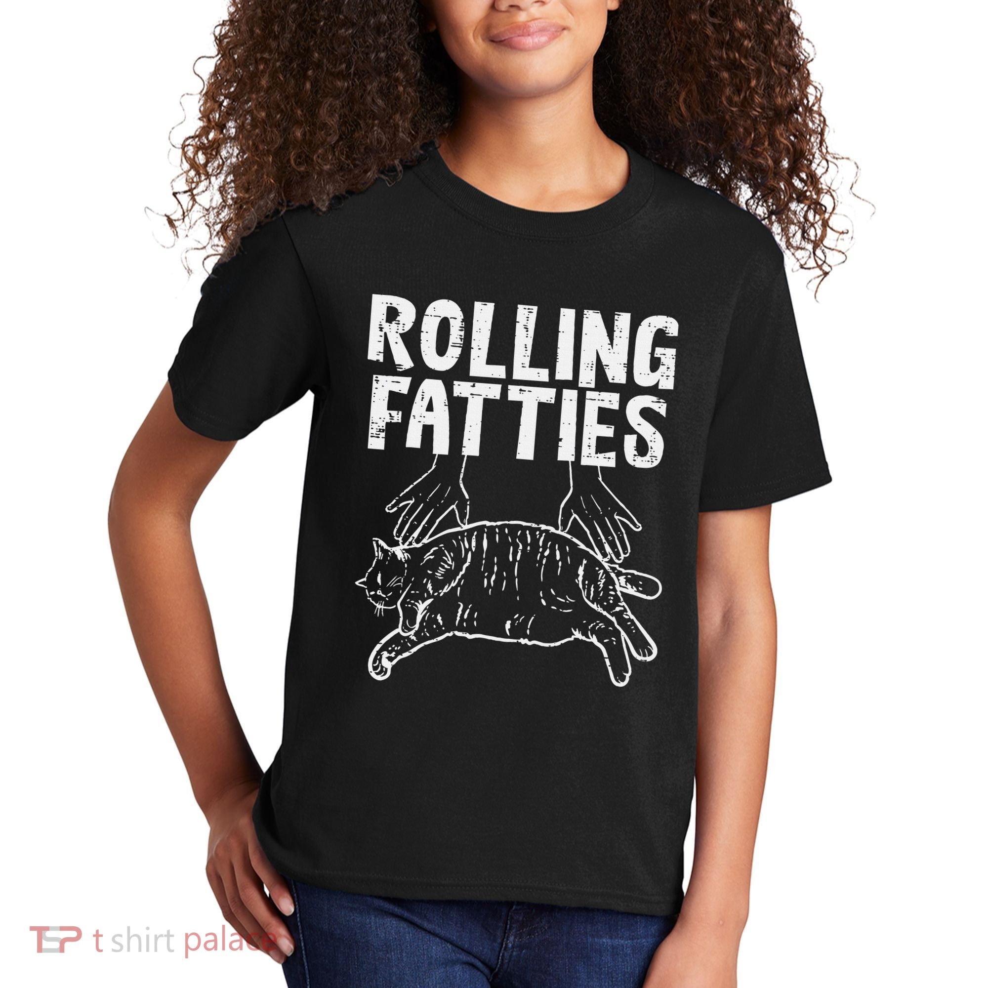 Rolling Fatties Cat Funny Fat Kitten Kids T-Shirt
