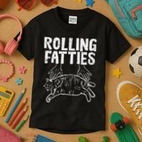 Rolling Fatties Cat Funny Fat Kitten Kids T-Shirt thumb 3