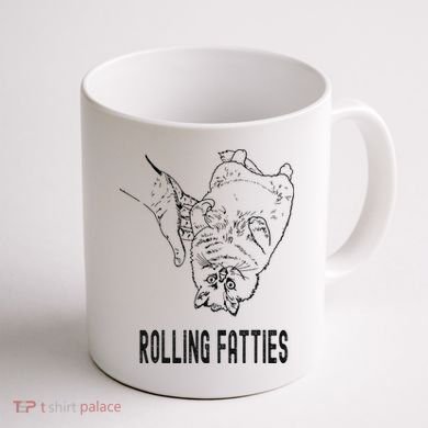 Rolling Fatties Cat Coffee Mug back