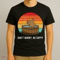 Retro Funny Capybara DonT Worry Be Capy T-Shirt thumb 3