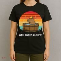 Retro Funny Capybara DonT Worry Be Capy T-Shirt thumb 4