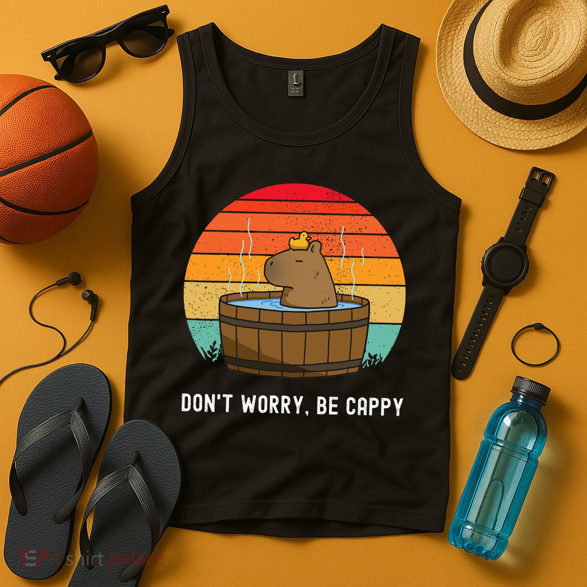 Retro Funny Capybara DonT Worry Be Capy Tank Top