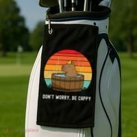 Retro Funny Capybara DonT Worry Be Capy Golf Towel thumb 2