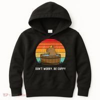 Retro Funny Capybara DonT Worry Be Capy Kids Hoodie thumb 0