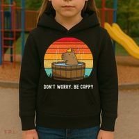 Retro Funny Capybara DonT Worry Be Capy Kids Hoodie thumb 3