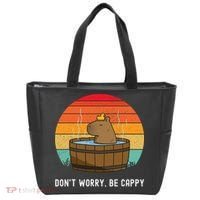 Retro Funny Capybara DonT Worry Be Capy Tote Bag thumb 0