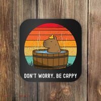 Retro Funny Capybara DonT Worry Be Capy Coaster thumb 0
