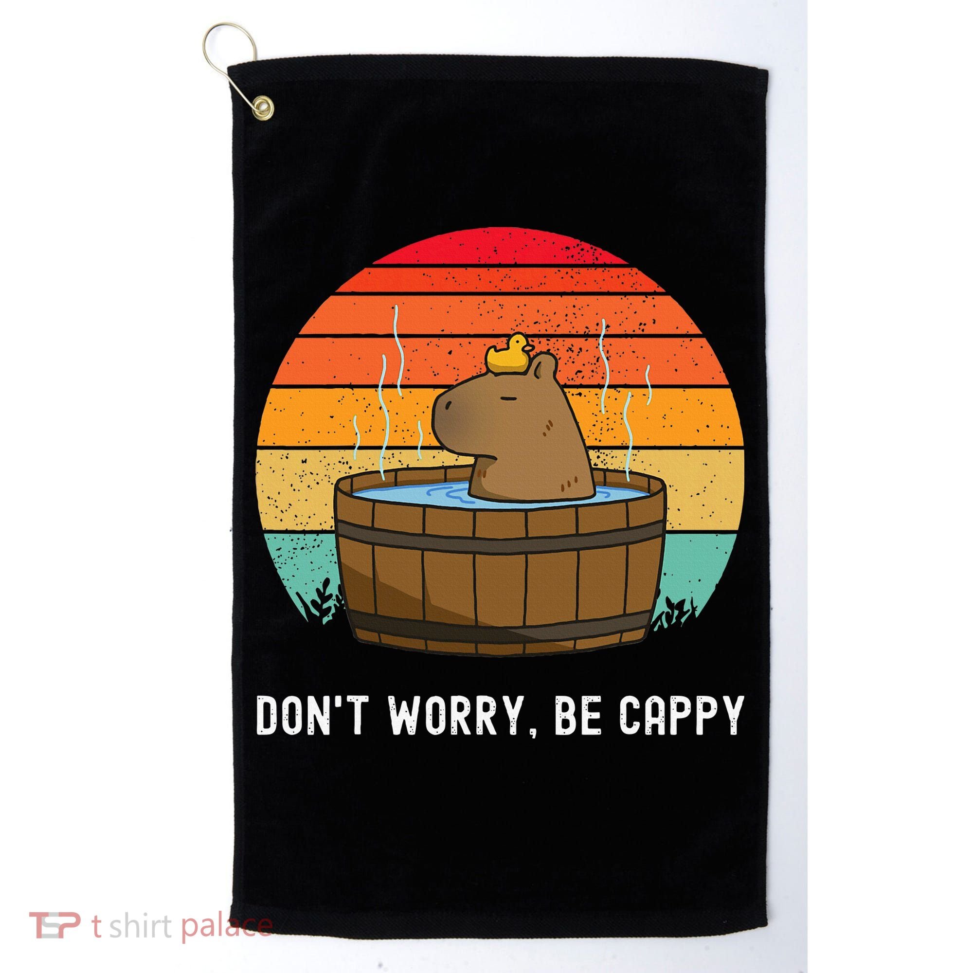 Retro Funny Capybara DonT Worry Be Capy Golf Towel
