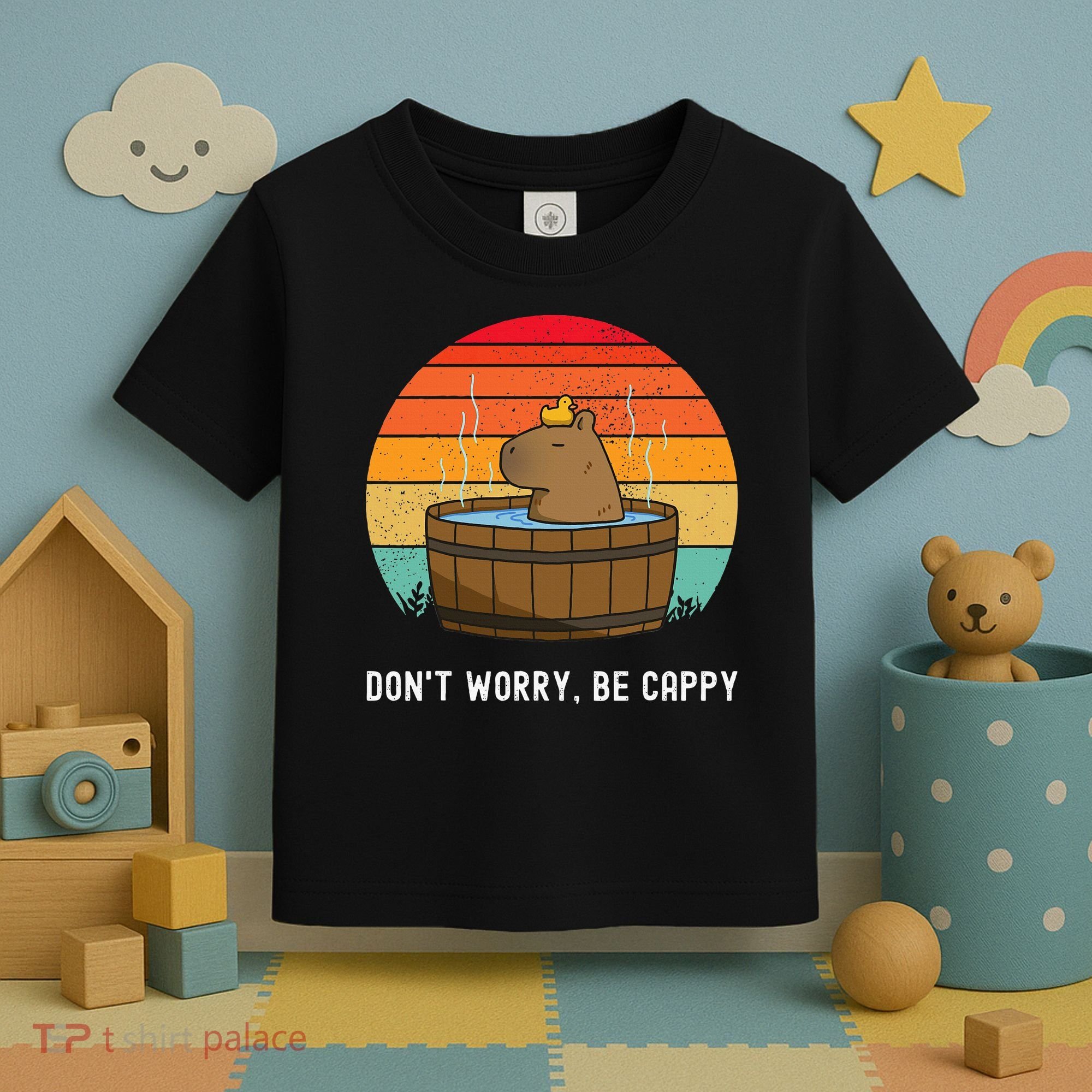 Retro Funny Capybara DonT Worry Be Capy Toddler T-Shirt