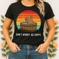 Retro Funny Capybara DonT Worry Be Capy Women's T-Shirt thumb 2