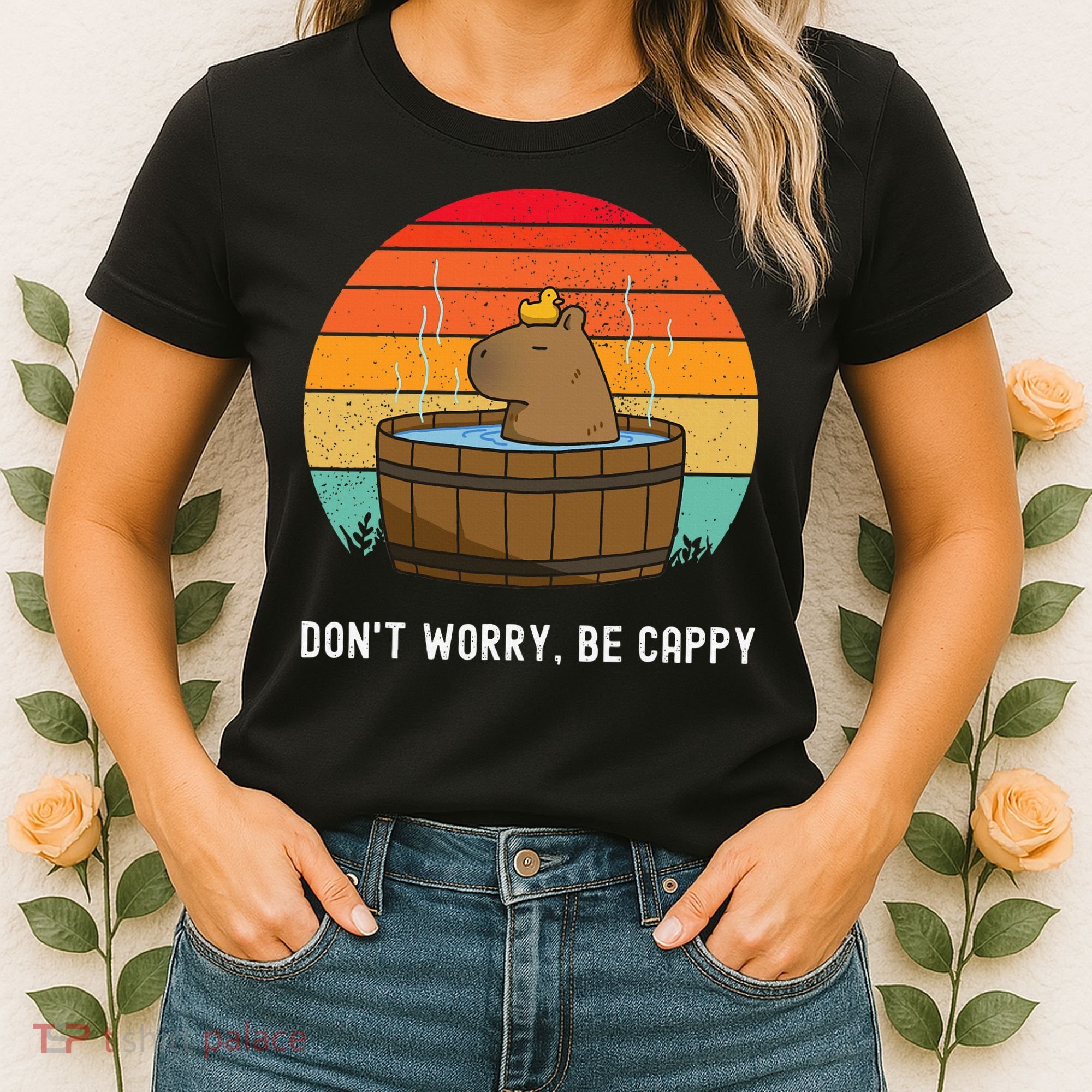 Retro Funny Capybara DonT Worry Be Capy Women's T-Shirt