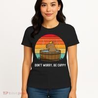 Retro Funny Capybara DonT Worry Be Capy Women's T-Shirt thumb 4