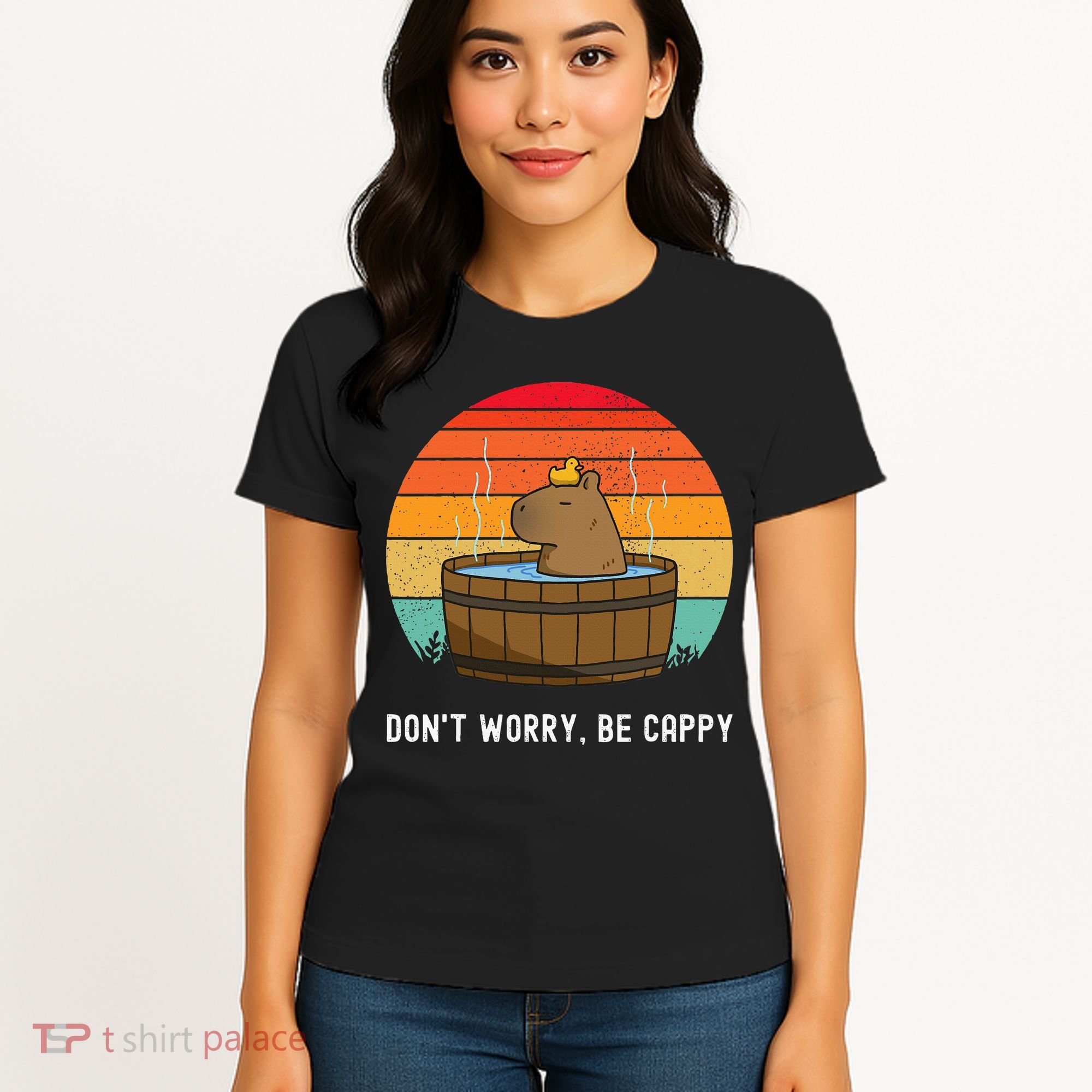 Retro Funny Capybara DonT Worry Be Capy Women's T-Shirt