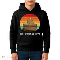 Retro Funny Capybara DonT Worry Be Capy Kids Hoodie thumb 4