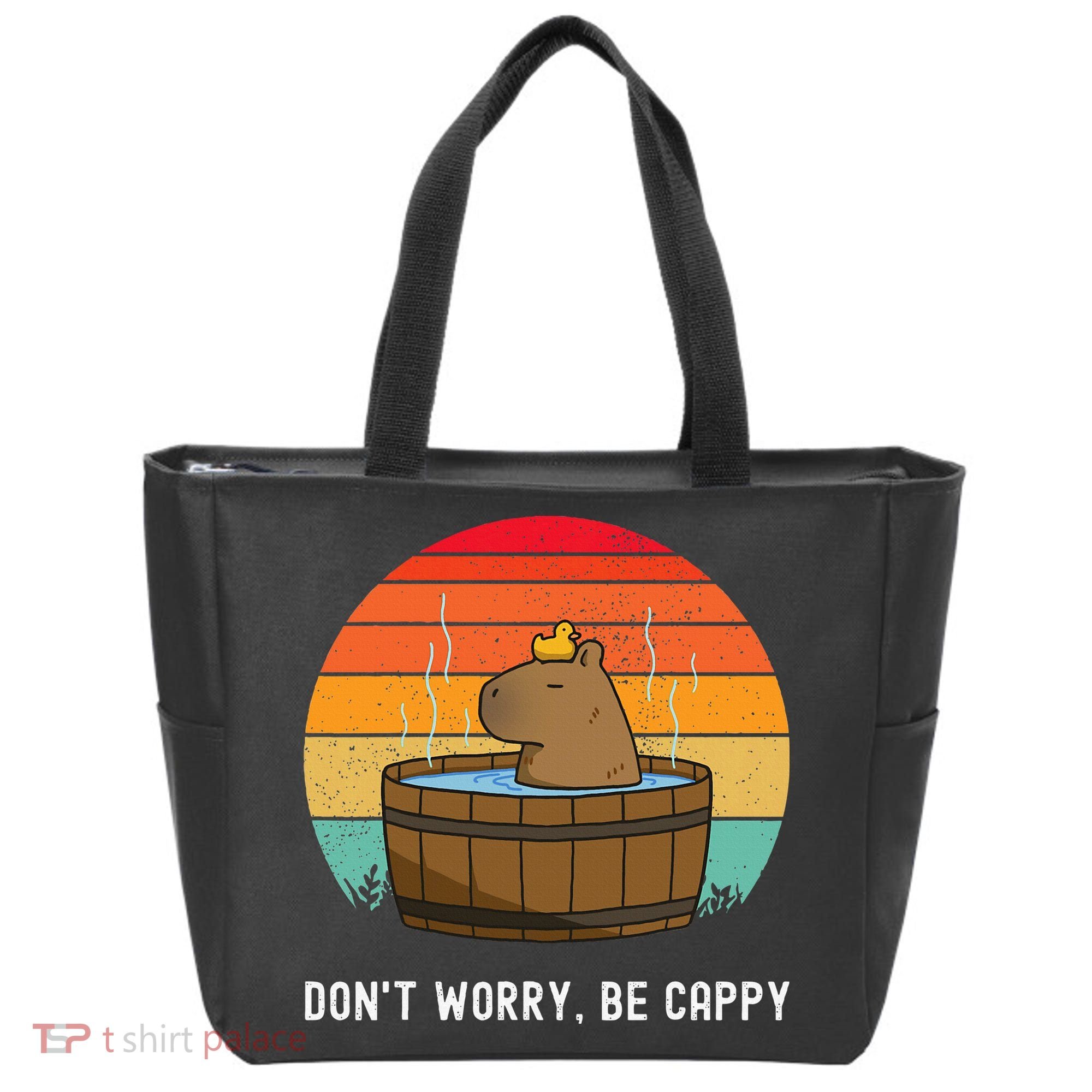 Retro Funny Capybara DonT Worry Be Capy Tote Bag