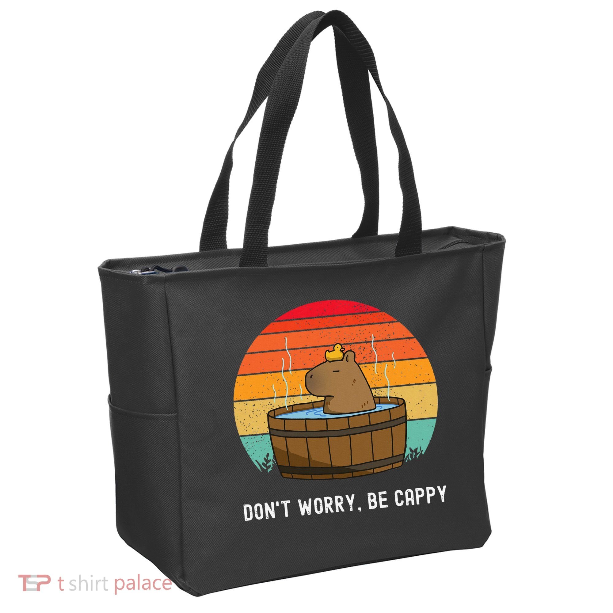 Retro Funny Capybara DonT Worry Be Capy Tote Bag