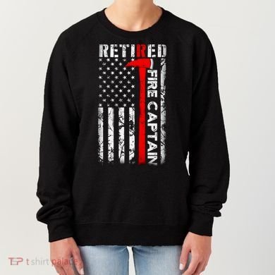 Retired Fire Captain Firefighter American Flag Women's Sweatshirt