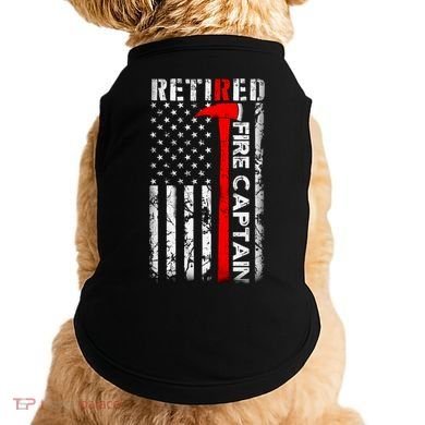 Retired Fire Captain Firefighter American Flag Doggie Tank