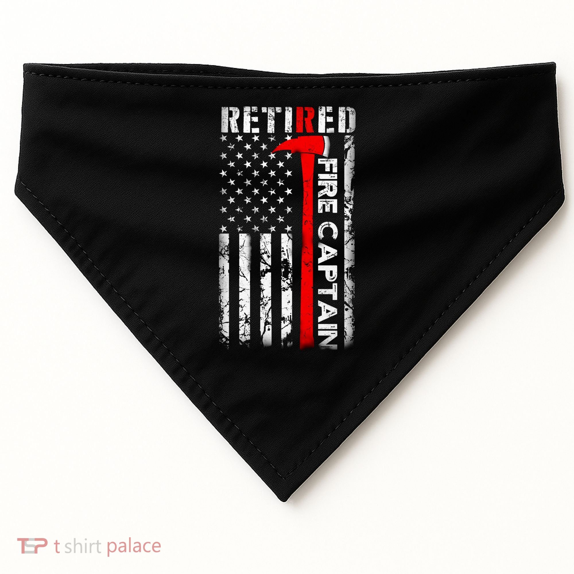 Retired Fire Captain Firefighter American Flag USA-Made Doggie Bandana