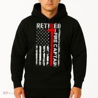 Retired Fire Captain Firefighter American Flag Hoodie thumb 2