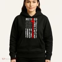 Retired Fire Captain Firefighter American Flag Hoodie thumb 5